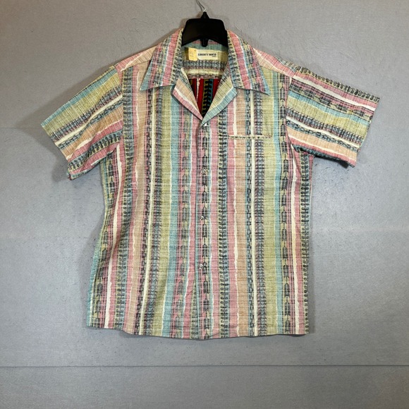 Liberty House Shirt Men's Medium Hawaii Vintage Striped Cotton Camp Aloha